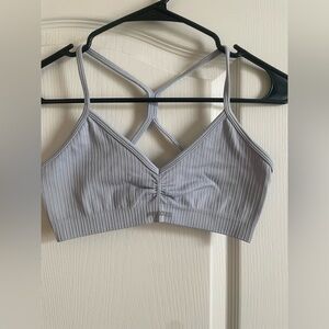 Light Blue Ribbed Sports Bra